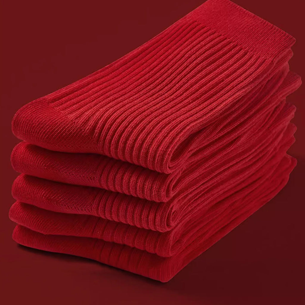 Polyester Elastane Crew Socks Women Casual Mid Tube Set