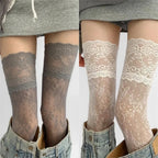Nylon Floral Lace Thigh High Stockings