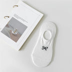 Cotton Polyester Invisible No Show Bow Socks