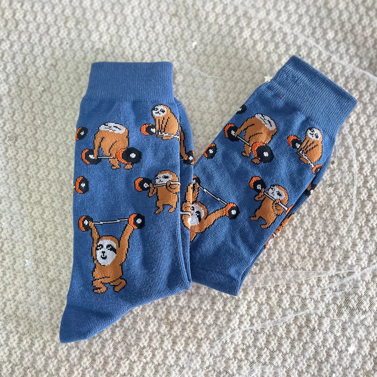 Cotton Blend Mid Calf Sloth Weightlifting Socks - 5