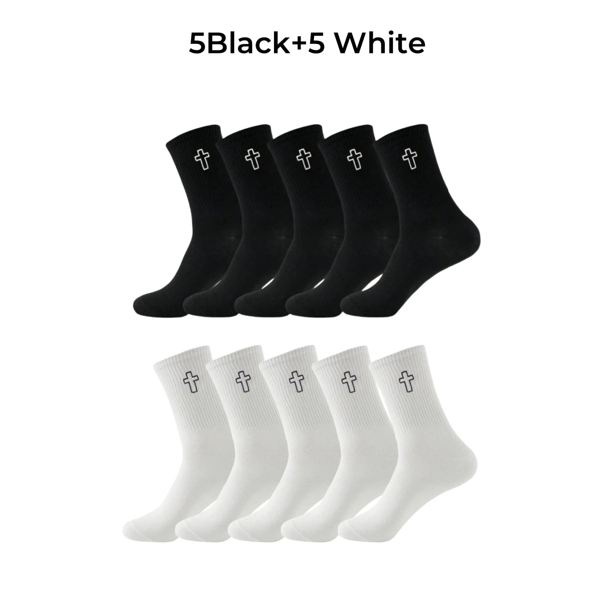 Polyester Elastane Crew Socks Cross Pattern - 10