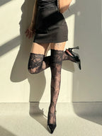 Lace Mesh Thigh High Stockings