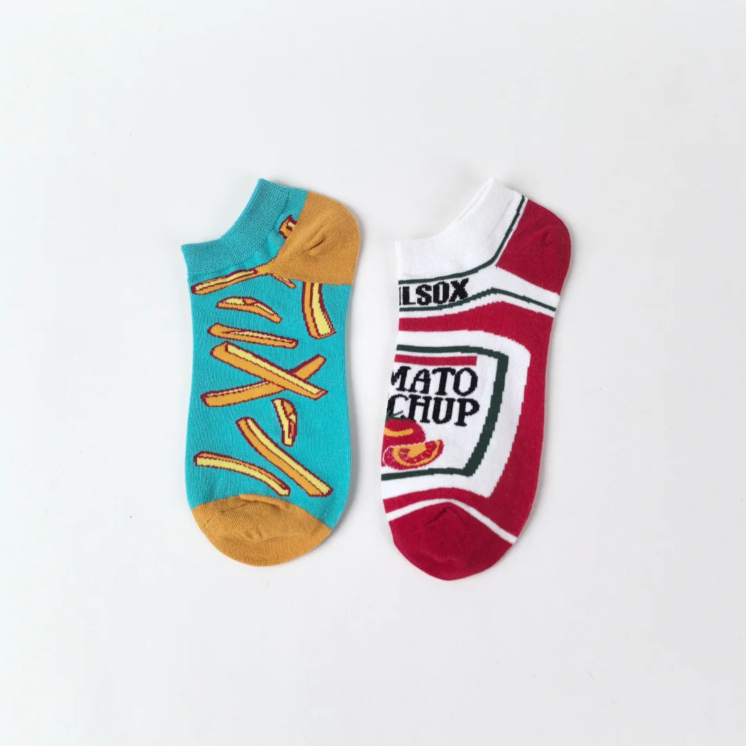Cotton Blend Low Cut Printed Casual Socks