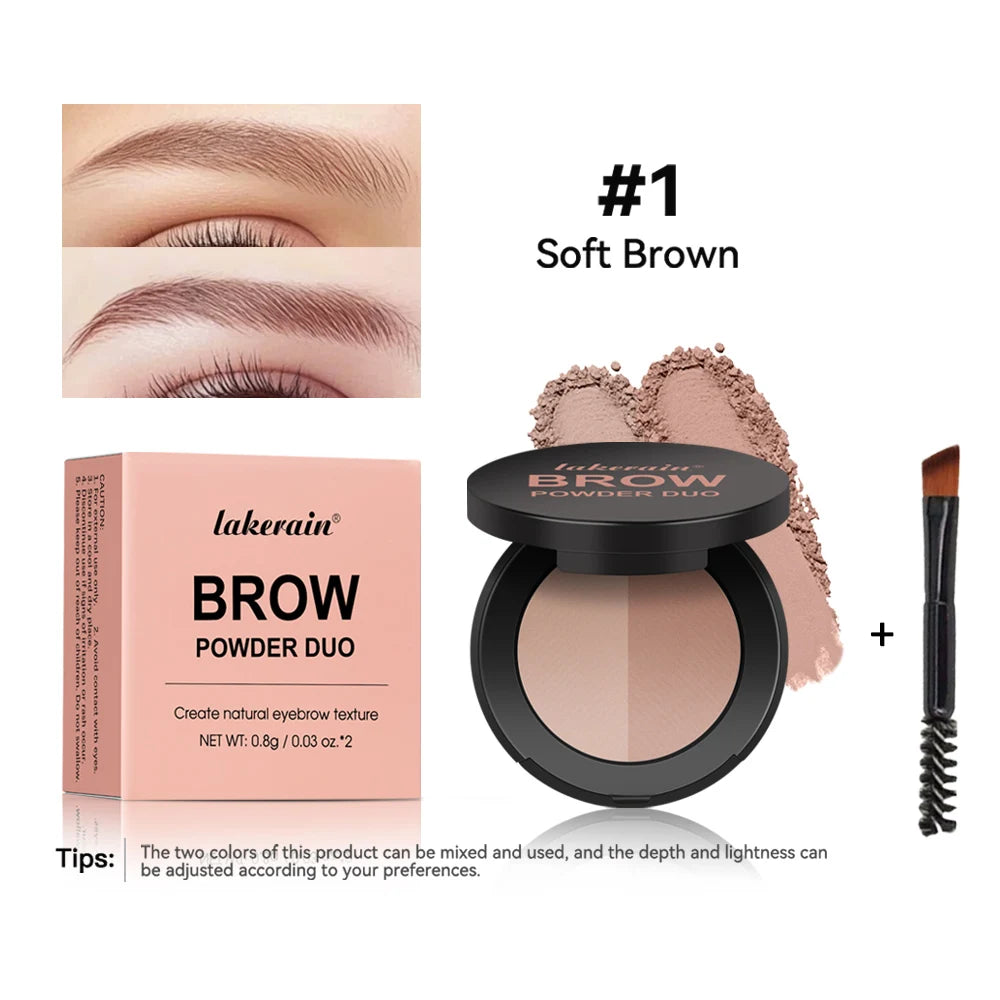 Dual Shade Eyebrow Powder Palette with Application Brush - 17