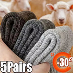 Thick Wool Blend Thermal Crew Socks 5 Pair Set