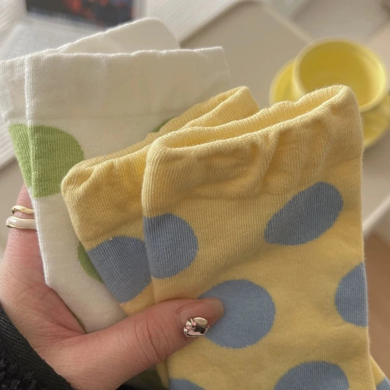 Cotton Polka Dot Mid Tube Casual Socks - 2