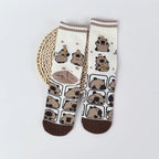 Cotton Blend Capybara Pattern Mid Calf Socks for Women