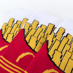 Polyester Elastane French Fries Print Unisex Mid Calf Socks 3 Pack