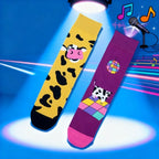 Cotton Blend Disco Cow Pattern Crew Socks