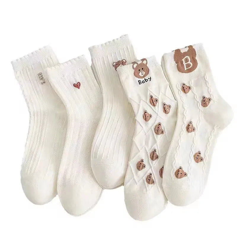 Polyester Blend Cartoon Expression Mid Tube Casual Socks