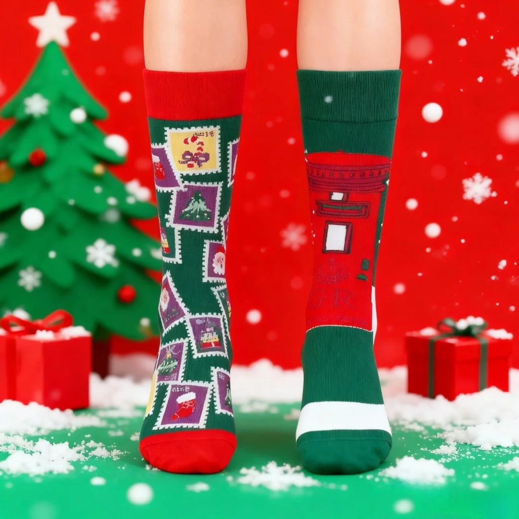 Cotton Blend Christmas Themed Mid Calf Unisex Socks