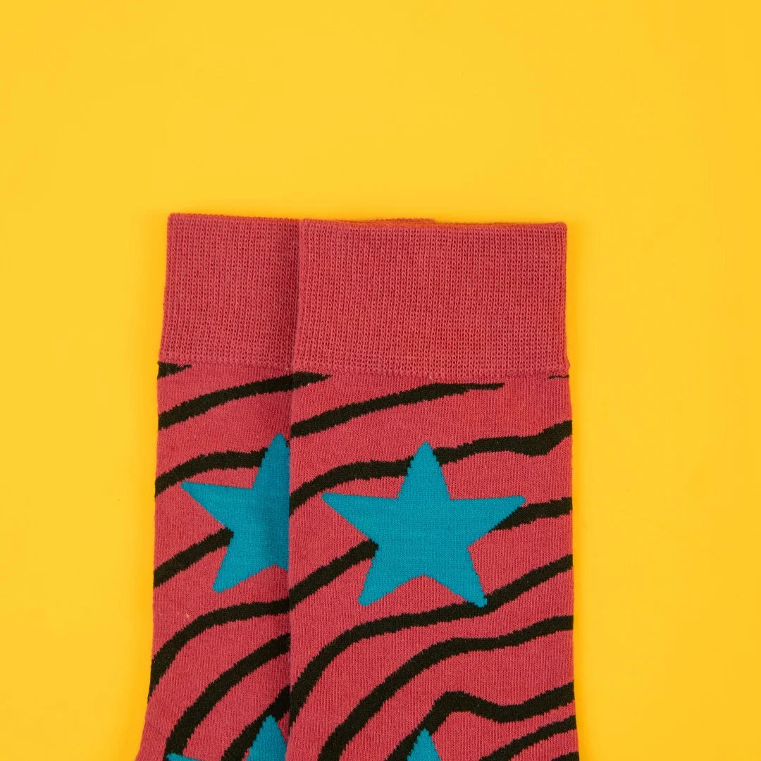 Cotton Blend Star Pattern Crew Socks - 5