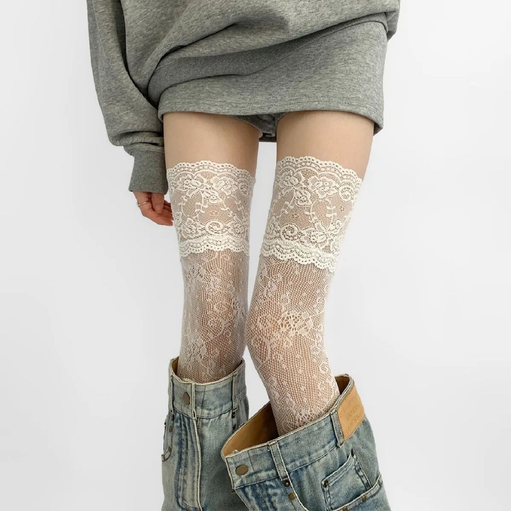 Nylon Lace Thigh High Stockings Over The Knee Socks