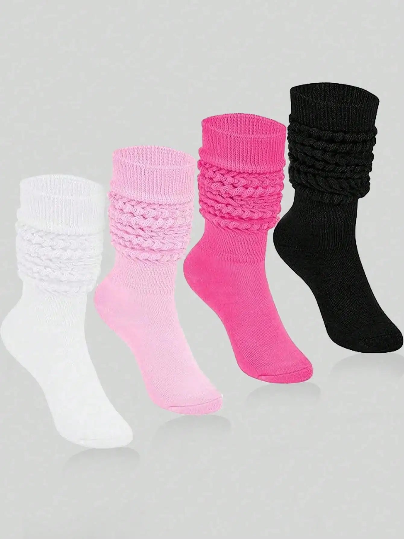 Polyester Elastane Slouch Knit Crew Socks 8 Pack - 1