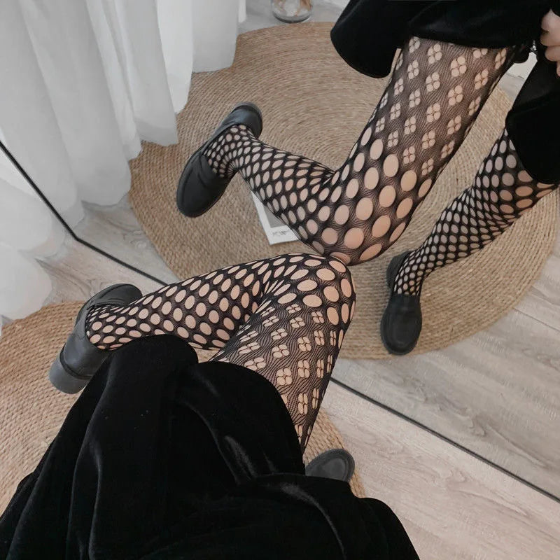 Floral Mesh Nylon Pantyhose Tights for Women