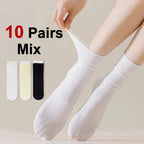10 Pairs Nylon Elastane Mid Length Casual Socks