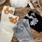 Polyester Elastane Kitten Pattern Mid Tube Socks
