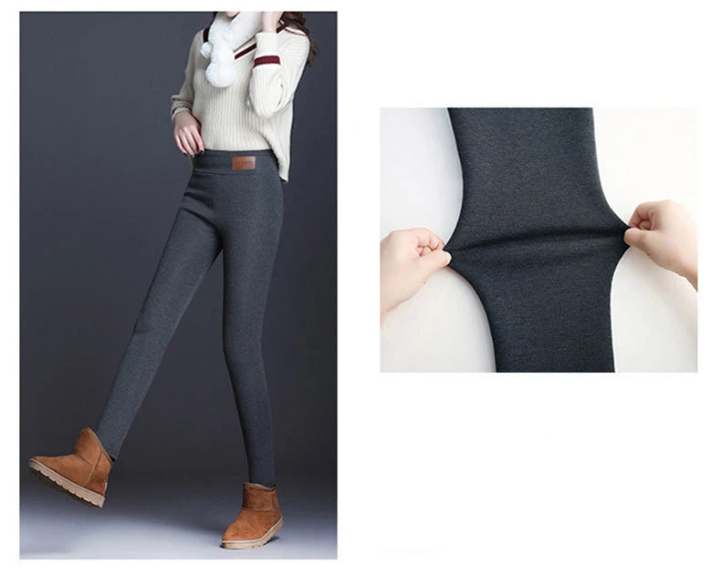 Polyester Fleece Lined High Waist Leggings