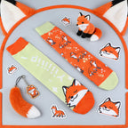 Cotton Blend Fox Pattern Mid Calf Socks
