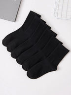 Polyester Elastane Casual Crew Socks 6 Pairs