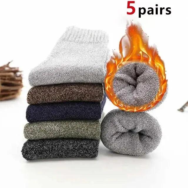 Thick Wool Blend Thermal Crew Socks 5 Pair Set