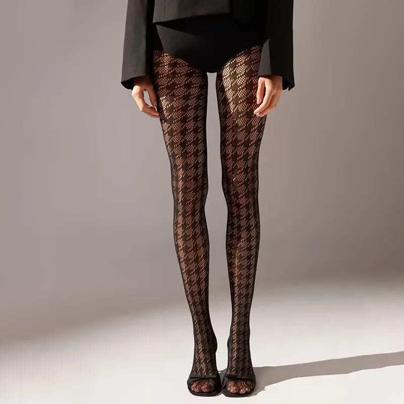 Geometric Pattern Mesh Nylon Pantyhose Tights