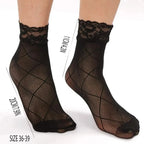 Polyester Elastane Mesh Lace Ankle Socks 5 Pairs