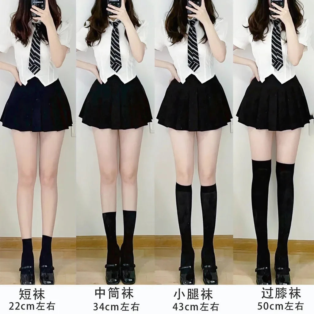 Solid Color Nylon Velvet Womens Knee High Socks