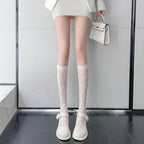 Floral Lace Calf Socks Women Nylon Knit Hosiery