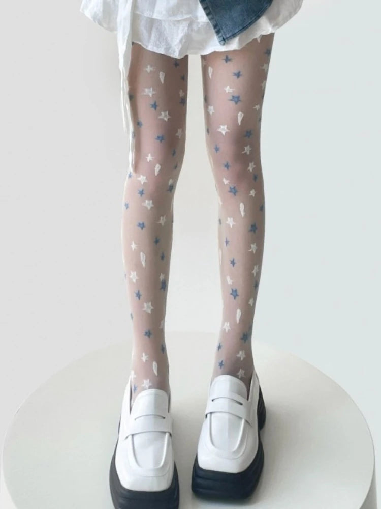 Nylon Star Print Tights For Women