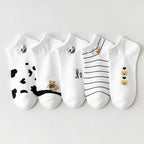 Polyester Elastane Cartoon Print Low Cut Casual Womens Socks
