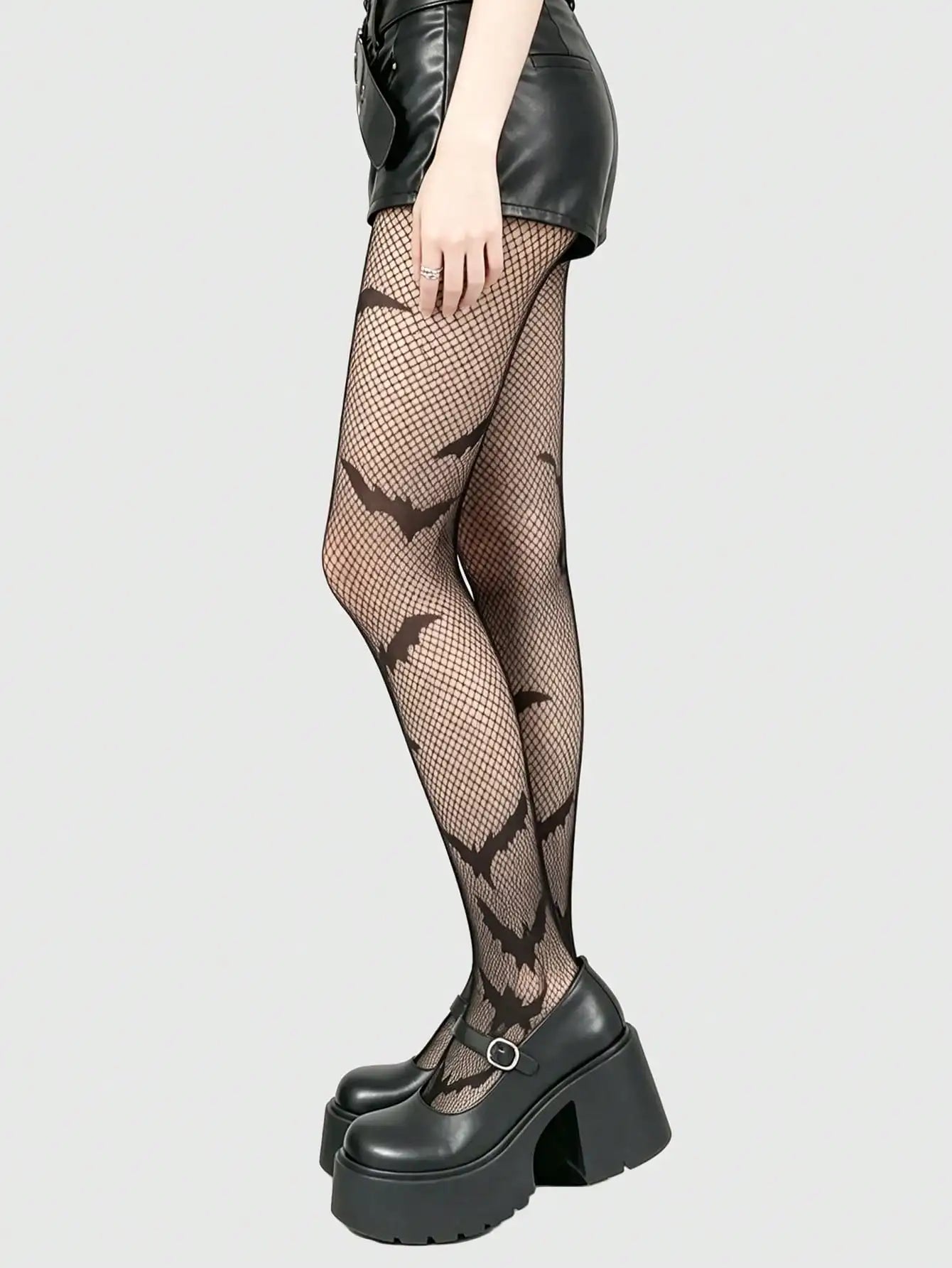 Polyester Elastane Fishnet Stockings Printed Pattern Tights - 6