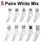 Polyester Spandex Graffiti Crew Socks