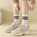 Polyester Mid Tube Casual Striped Women Socks 6 Pairs