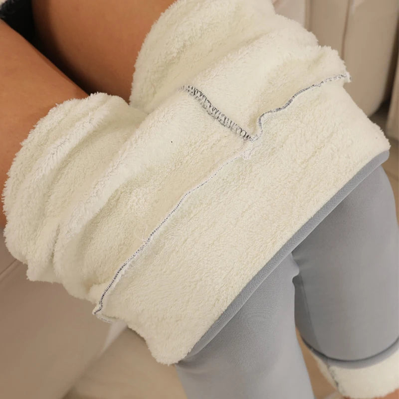 Polyester Fleece Lined High Waist Leggings - 32