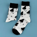 Cotton Blend Music Print Crew Socks