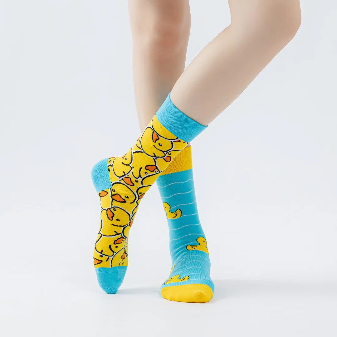 Cotton Blend Cartoon Mid Calf Unisex Socks - 4