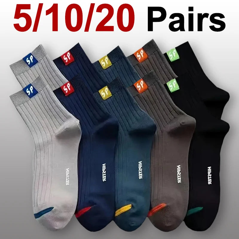 Polyester Blend Crew Socks Breathable Daily Wear - 1