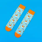 Cotton Blend Fox Print Mid Calf Socks