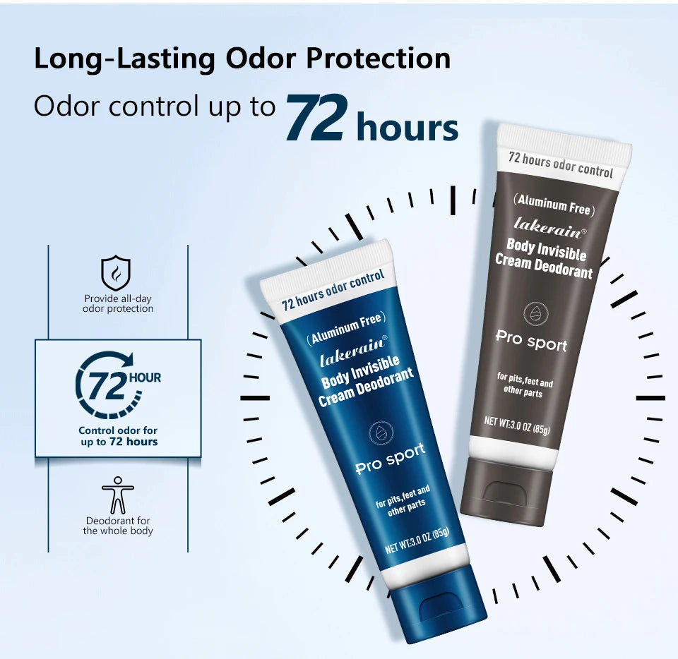 Invisible Body Deodorant Cream 72 Hour Odor Protection