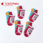 Cotton Blend Unisex Novelty French Fry And Ketchup Pattern Ankle Socks
