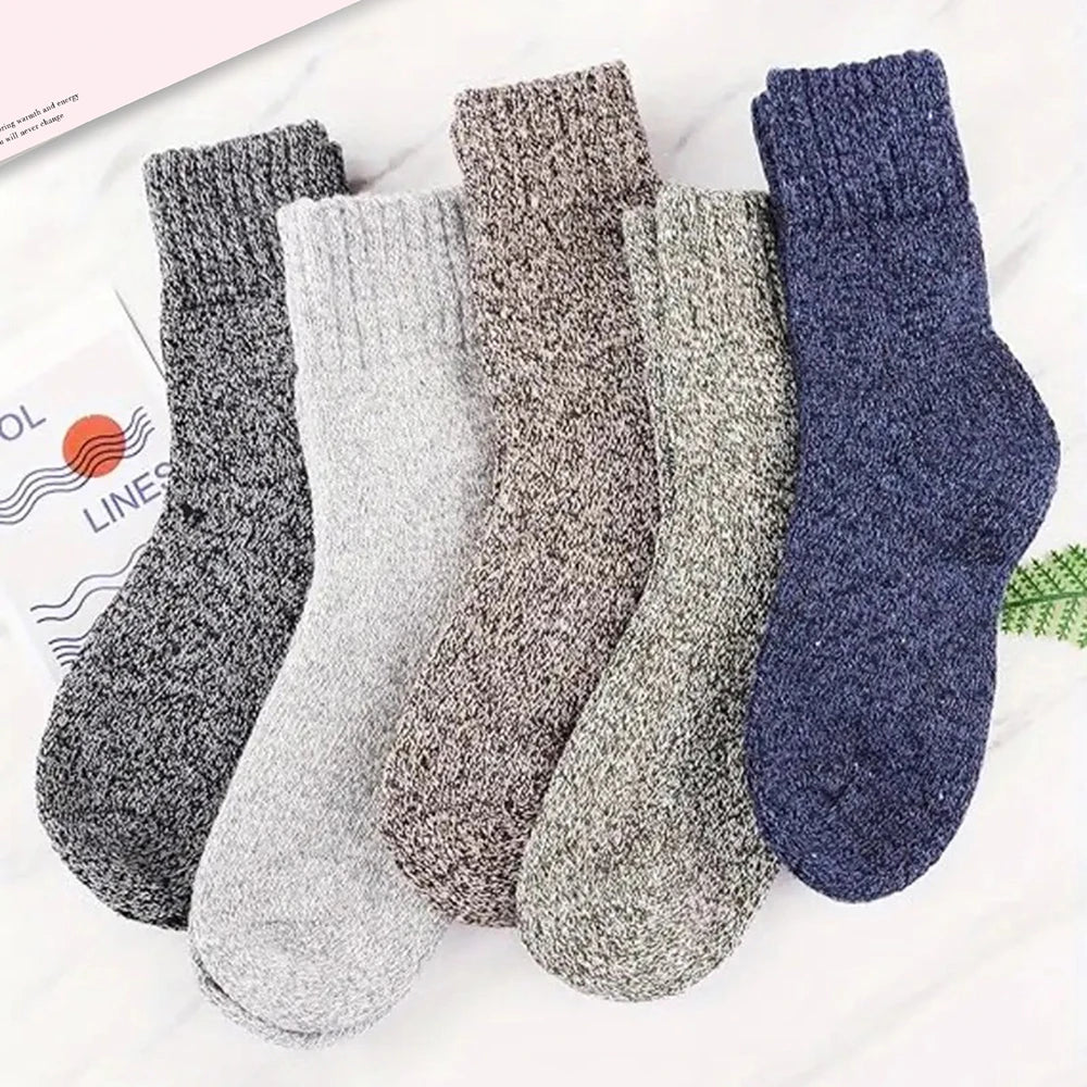 Thick Polyester Elastane Blend Mens Winter Crew Socks