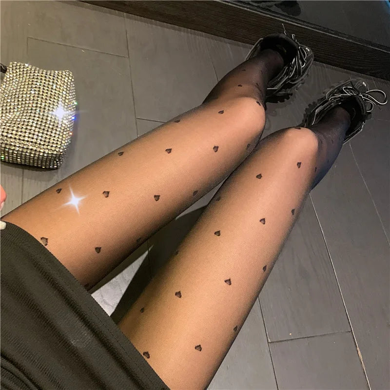 Polyester Polka Dot Tights Skin Effect Thermal Stockings