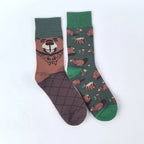 Cotton Blend Cartoon Animal Crew Socks
