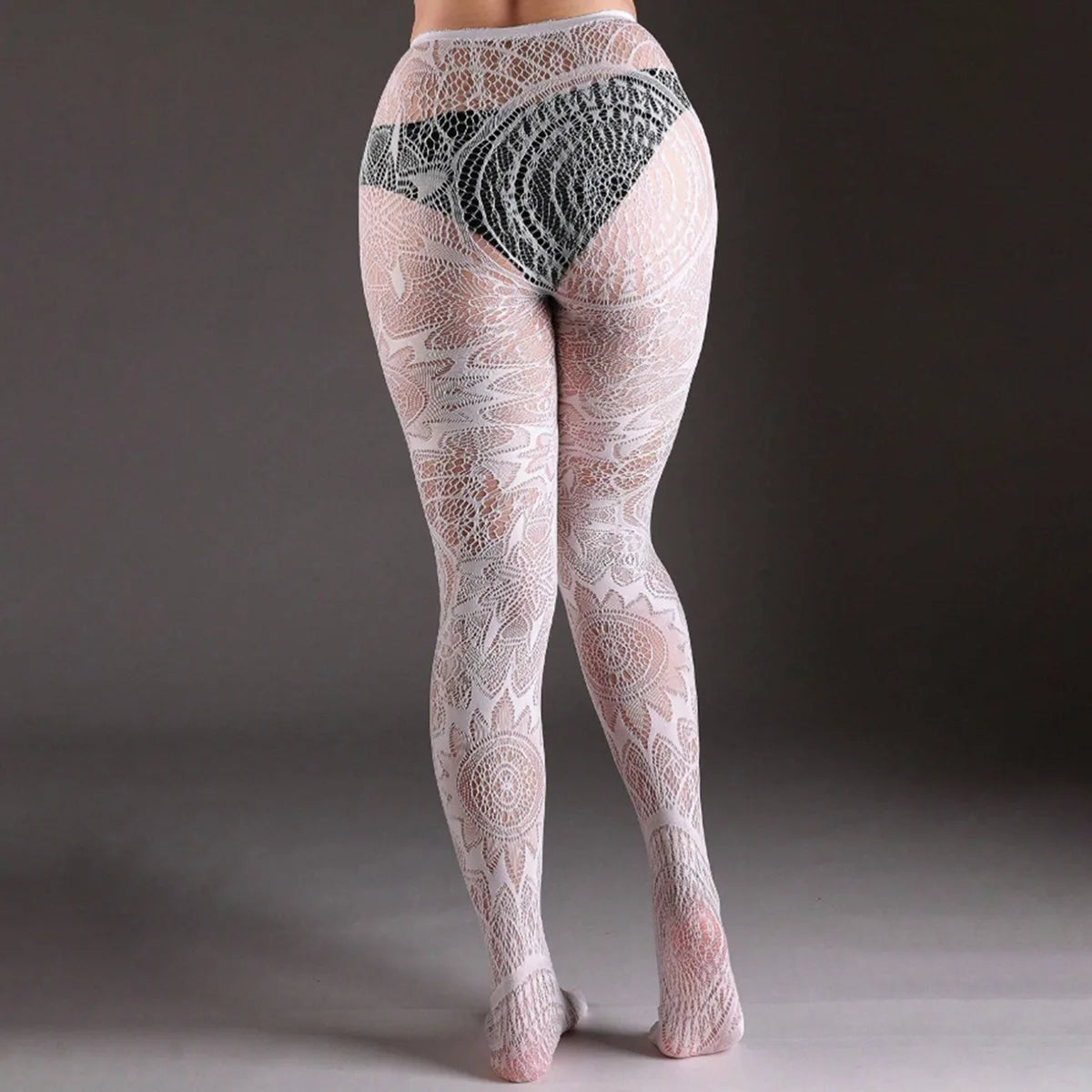 Geometric Lace Pattern Nylon Pantyhose - 7