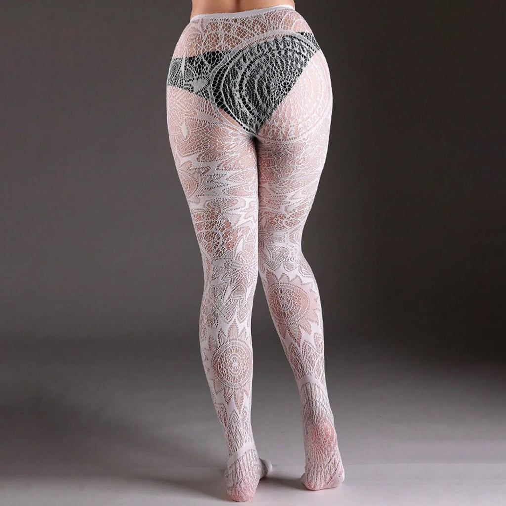 Geometric Lace Pattern Nylon Pantyhose