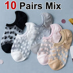 Polyester Elastane Polka Dot Invisible Low Cut Casual Socks