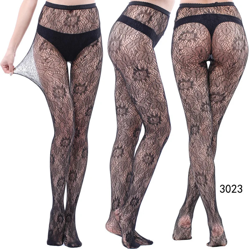 Nylon Spandex Jacquard Patterned Fishnet Pantyhose Tights