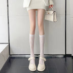 Floral Lace Calf Socks Women Nylon Knit Hosiery