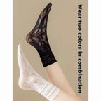 Lace Mesh Knit Ankle Socks Breathable Hollow Out Stockings